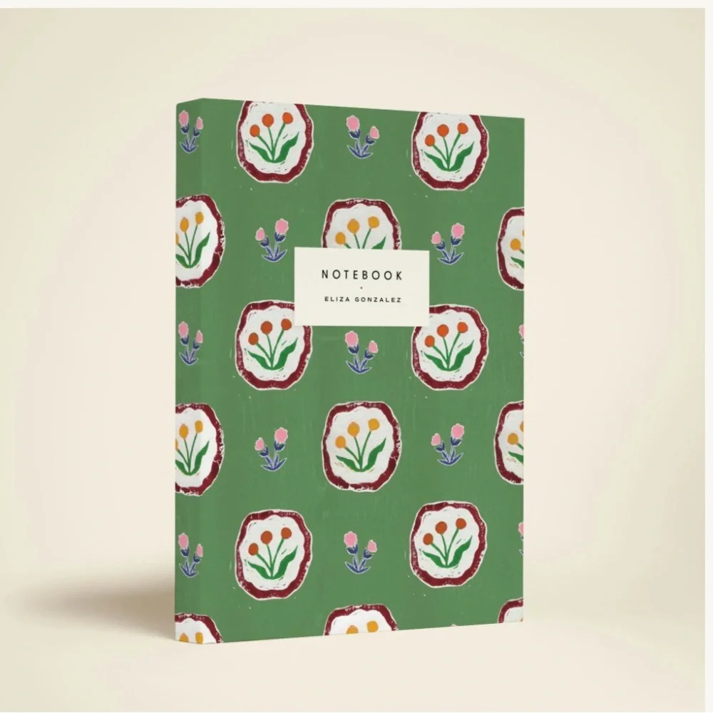 Eliza Gonzalez Papier Green Flowerbed Hardcover Lined Notebook